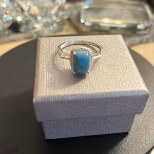 Mojave blue turquoise solitaire ring in sterling silver SZ 10